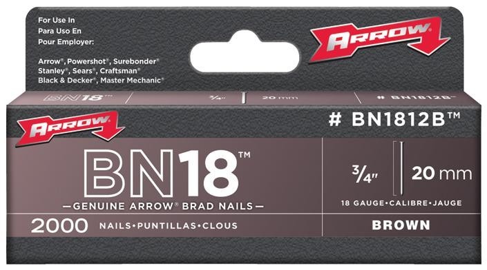 Arrow Fastener Bn1812B 20mm Brown Brads (2000)