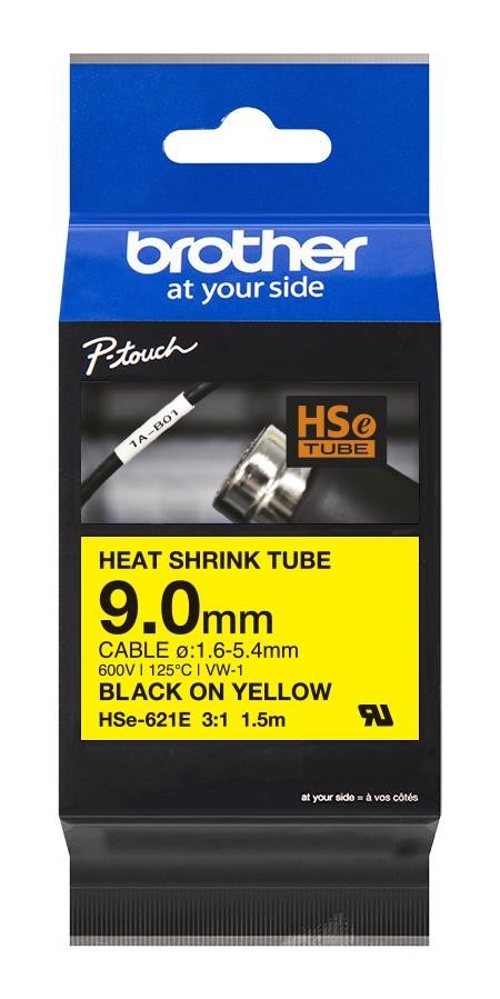 Brother Hse621E Wire Marker, Blk On Ylw, 1.5Mx9mm