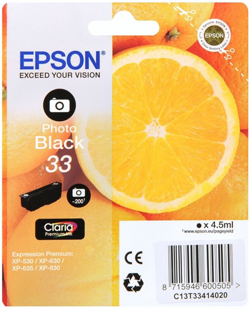 Epson C13T33414010 Ink Cartridge, T3341, Photo Black, Epson