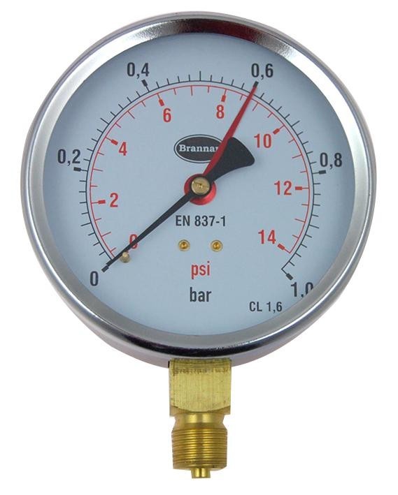 Brannan 34/651/0 Pressure Gauge, Dial, 0 To 1 Bar