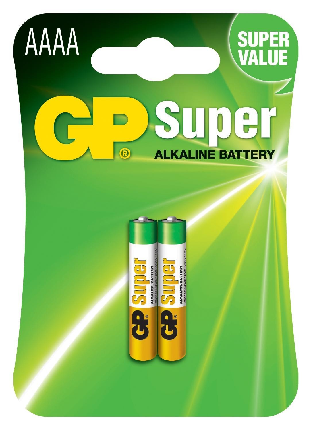 Gp Batteries Gppca025A001 Battery, Alkaline, Aaaa, 1.5V, Pk2