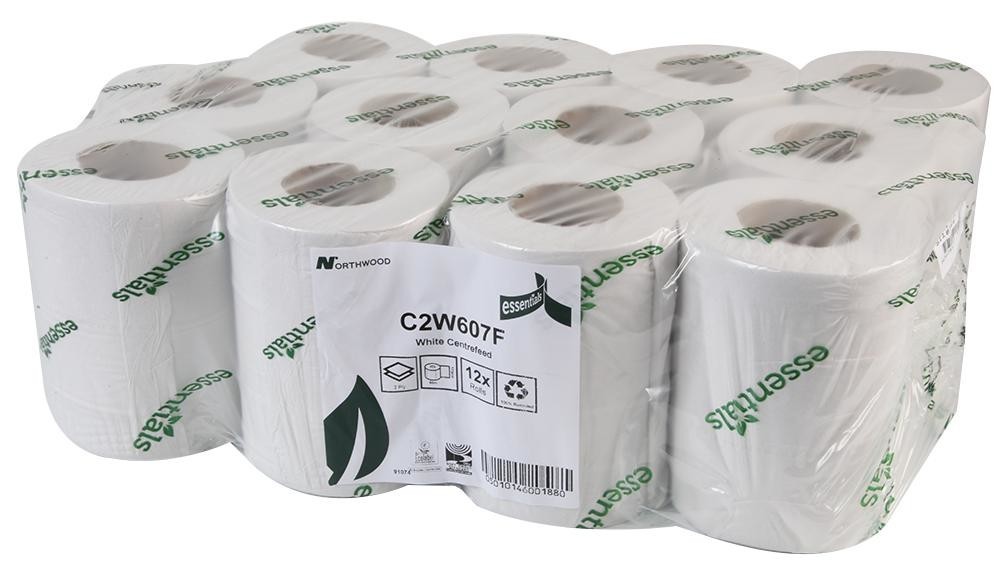 Essentials C2W607Fn White Centrefeed 2Ply - Pack 12