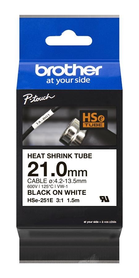 Brother Hse251E Wire Marker, Blk On Wht, 1.5Mx21mm