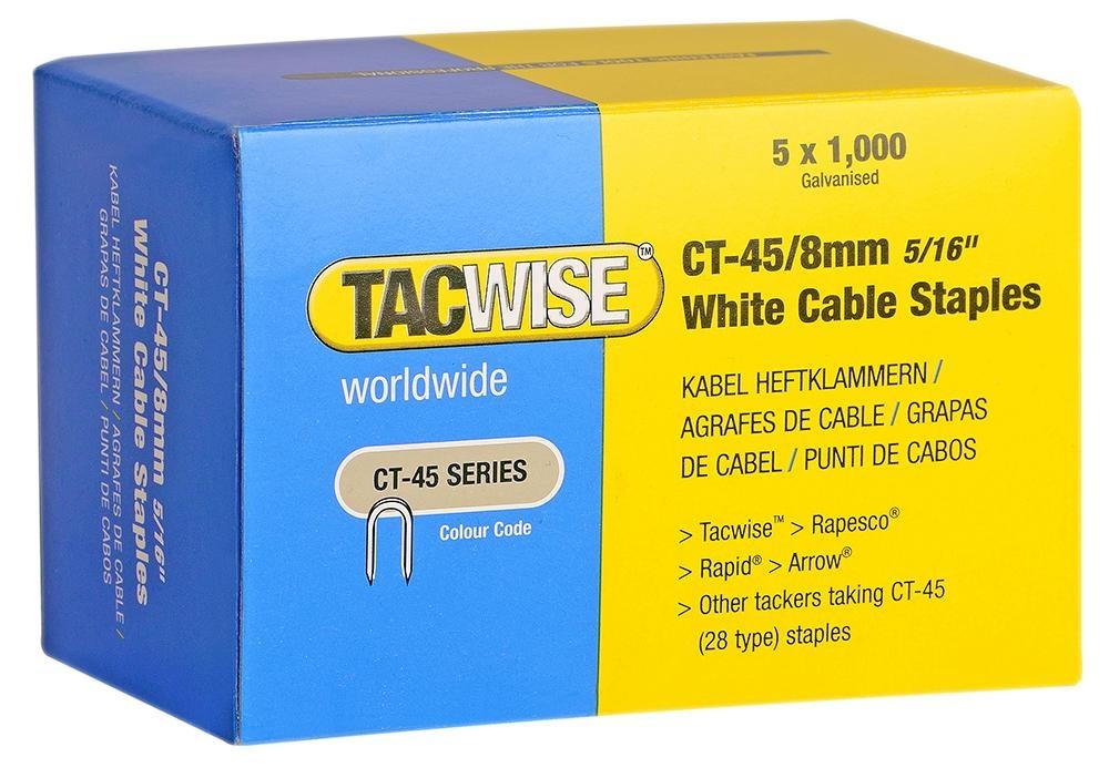 Tacwise Plc 0980 Ct45 Cable Galvanised Staples White 8mm