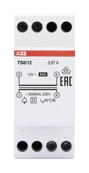 Abb Ts8/12 Bell Transformer, 12V, 0.66A, 8Va