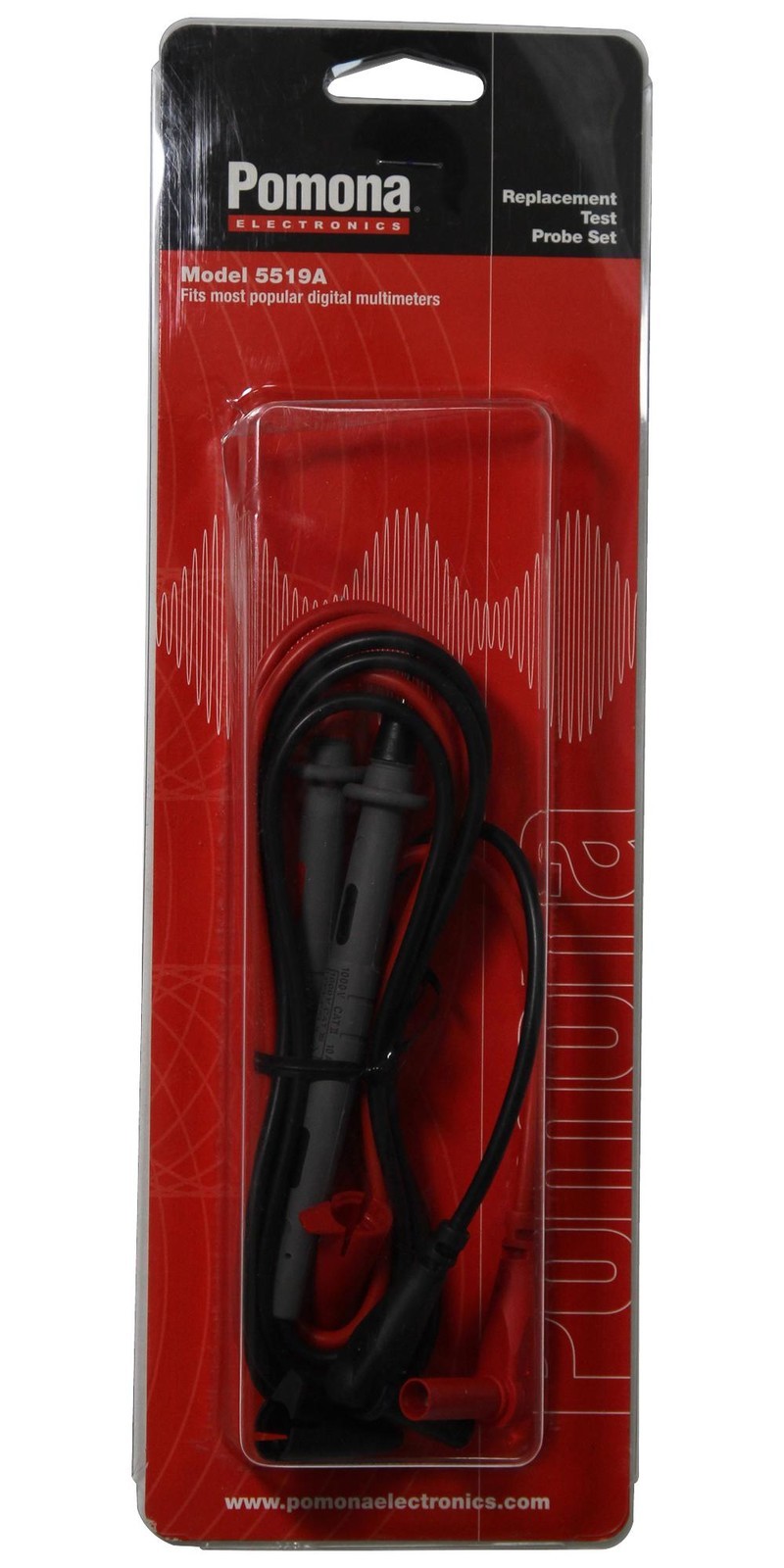 Pomona 5519A Test Lead Set, Blk, Red, 1.22M, 1Kv, 10A