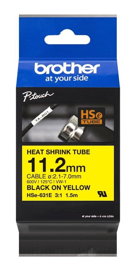 Brother Hse631E Wire Marker, Blk On Ylw, 1.5Mx11.2mm
