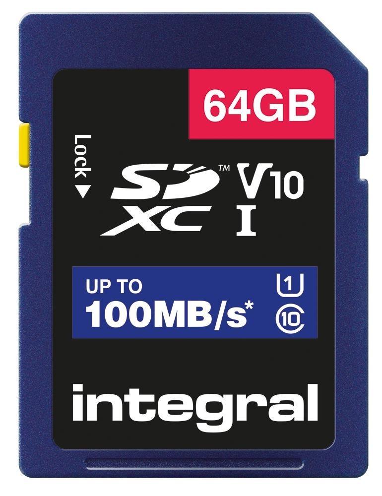 Integral Insdx64G-100V10 64Gb Sdxc V10 100Mb C10 Uhs-I U1