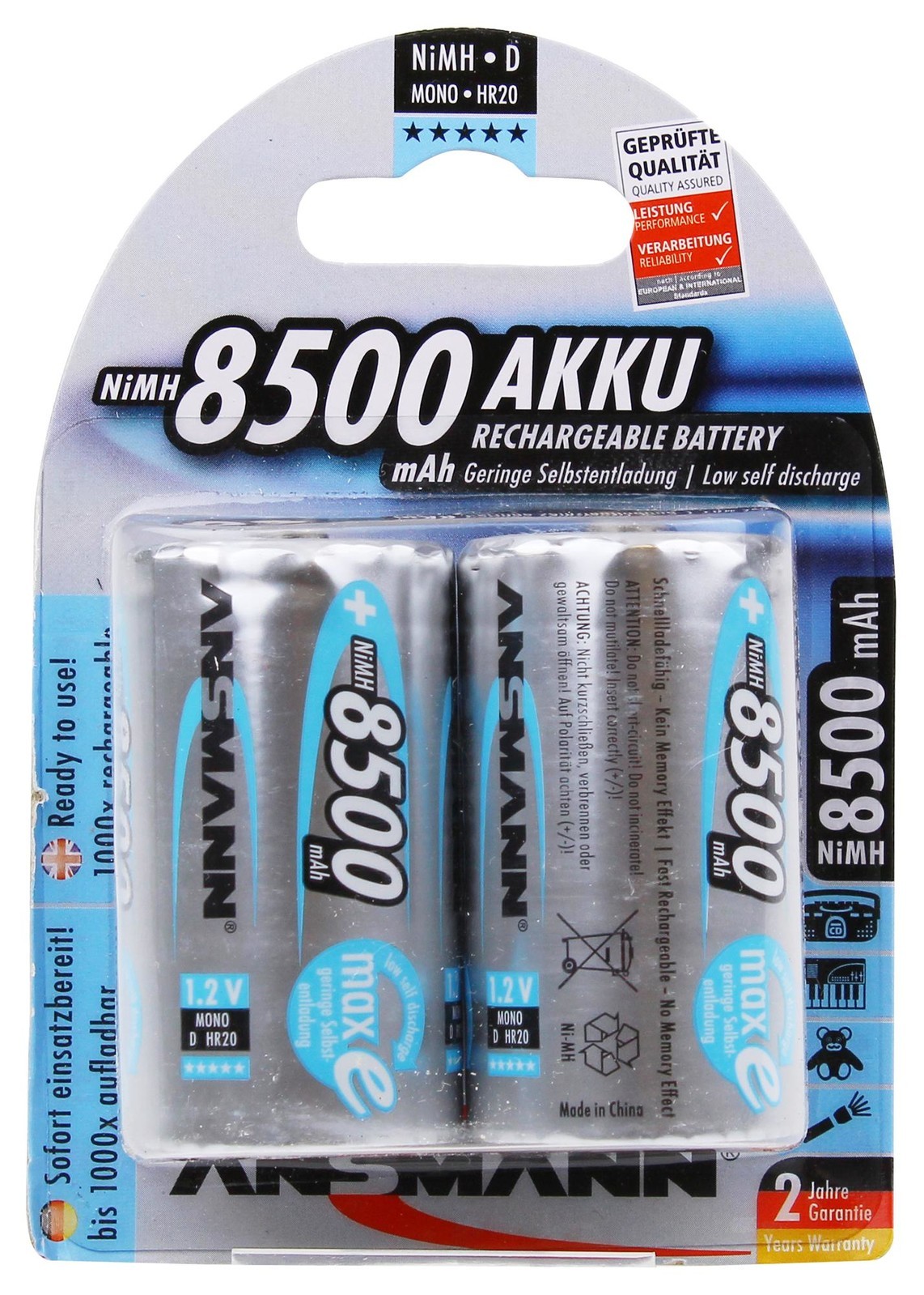 Ansmann 5035362 Battery,d,ni-Mh,8.5Ah,1.2V, Pk2