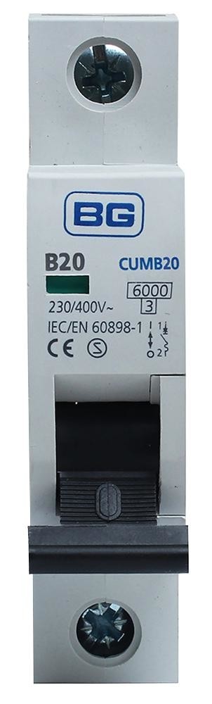Bg Electrical Cumb20-01 20A Type B Mcb, Single Pole, 6Ka