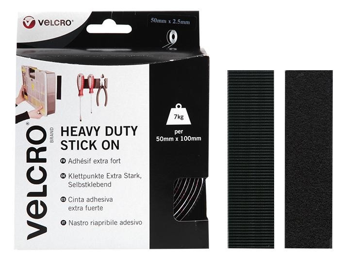 Velcro Vel-Ec60245 Heavy Duty Tape, 50mm X 2.5M, Black