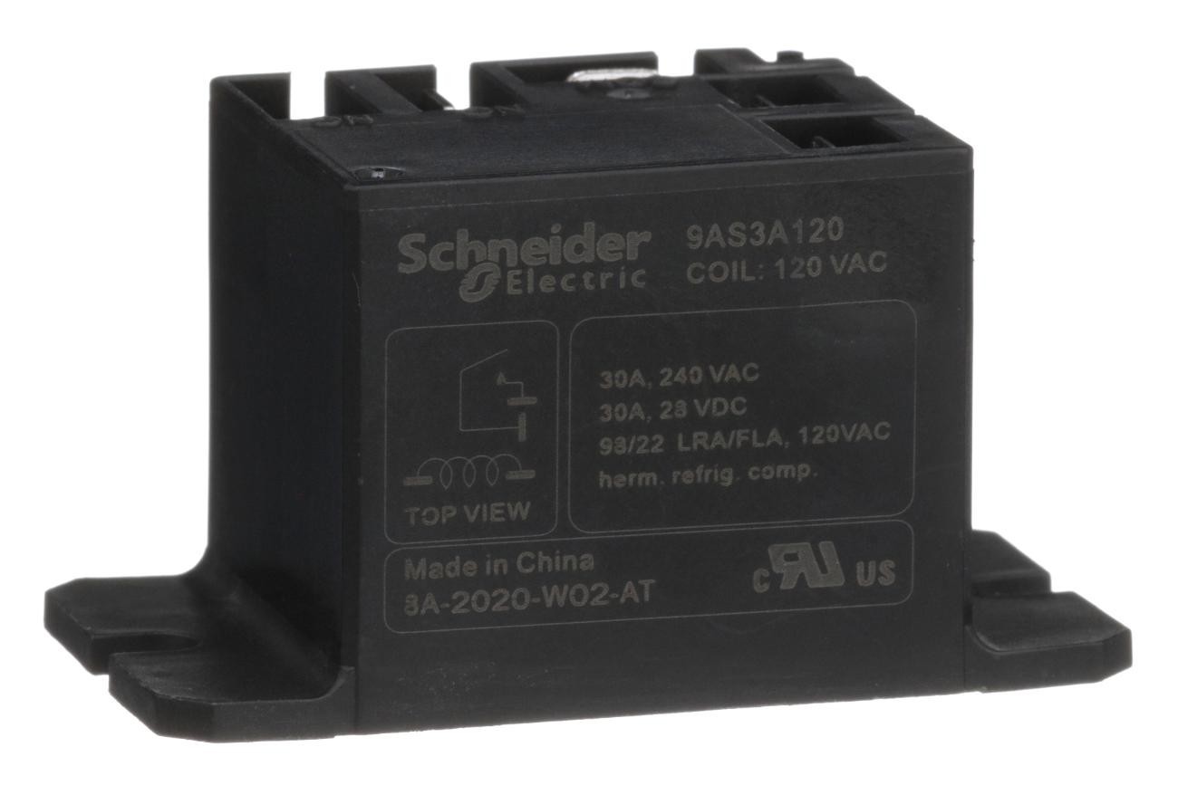 Schneider Electric/legacy Relay 9As3A120 Power Relay, Spst-No, 120Vac, 30A, Panel