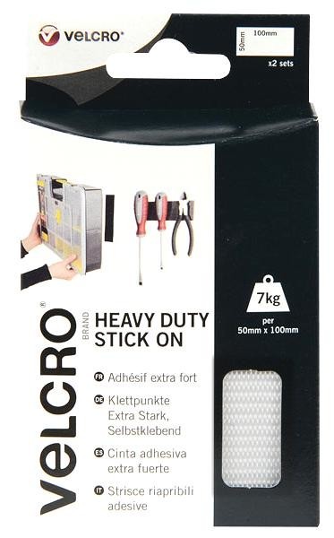 Velcro 60240 Stick On Strip 50X100mm White (Pk=2)