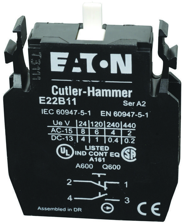 Eaton Cutler Hammer E22B11 Contact Block, 1No/1Nc, 10A, Screw