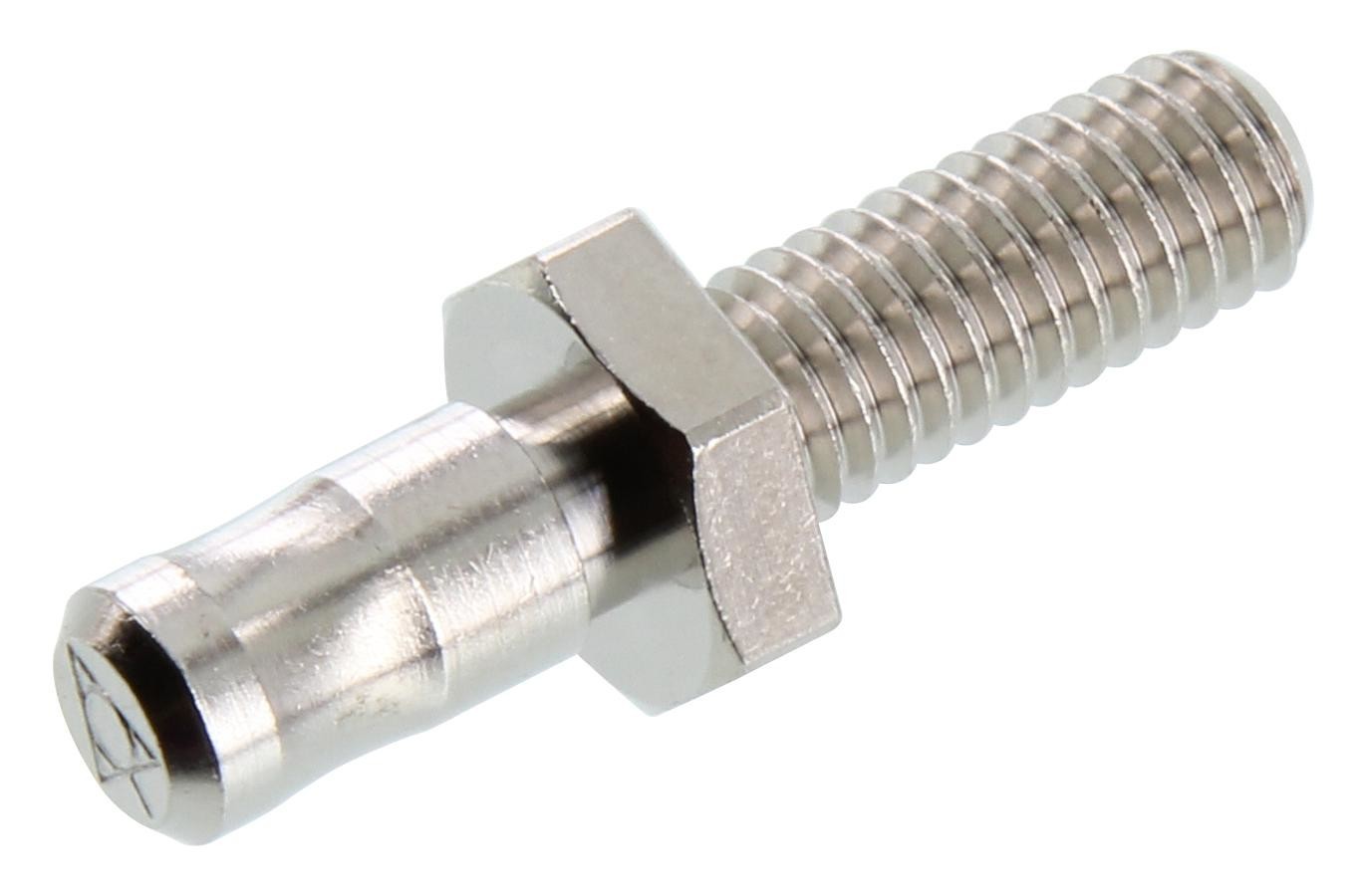 Staubli 04.0058 6mm Plug Connector, Potential Equalization, Brass, NIckle Plated, 40mm