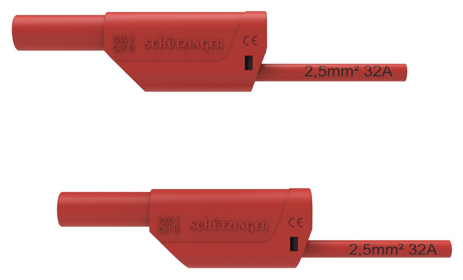 Schutzinger Di Vsfk 8700 / 2.5 / 200 / Rt 4mm Banana Plug-Sq, Shrouded, Red, 2M