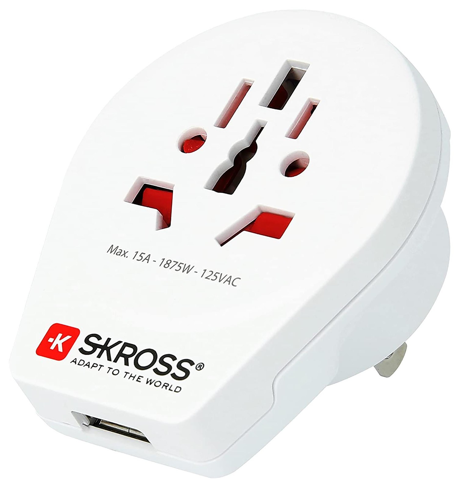 Skross 1.500268 Travel Adapter, World-Usa Usb, 15A/250V