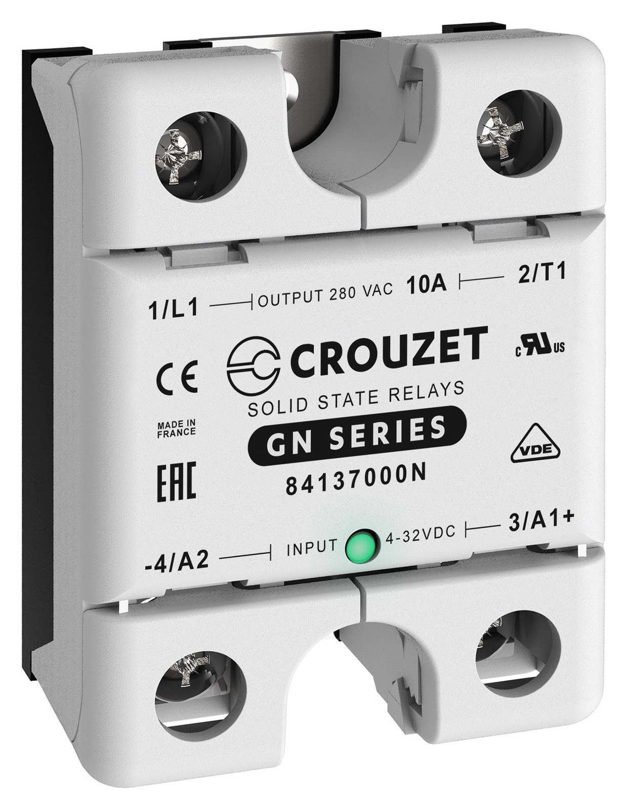 Crouzet 84137000N Solid State Relay, 10A, 24-280Vac, Panel
