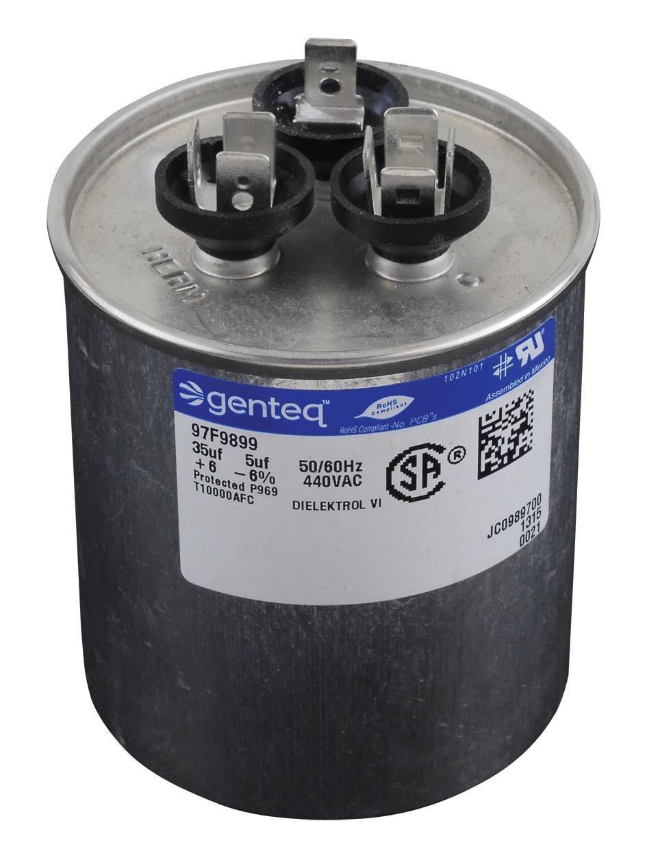 Genteq 97F9614 Capacitor Polypropylene Pp Film 40Uf, 370V, 6%, Qc