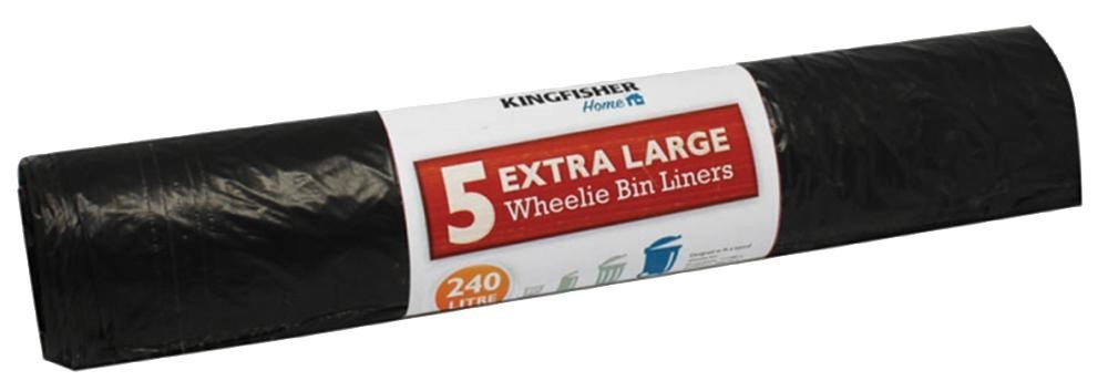 Kingfisher Bb5Wb Wheelie Bin Liners, 240L, 5Pk