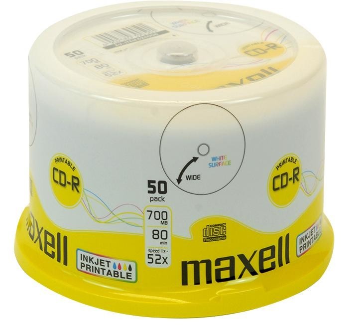 Maxell 624006.40.tw Optical, Printable, Cd-R, 50 Pack