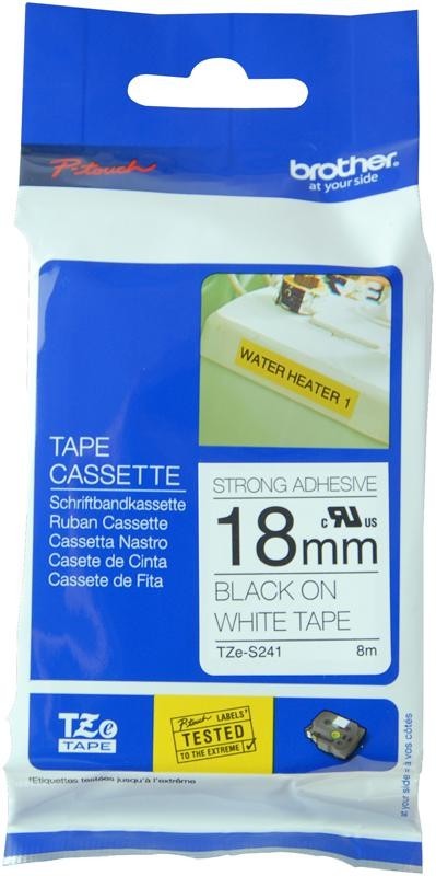 Brother Tze-S241 Tape, Black On White, 18mm