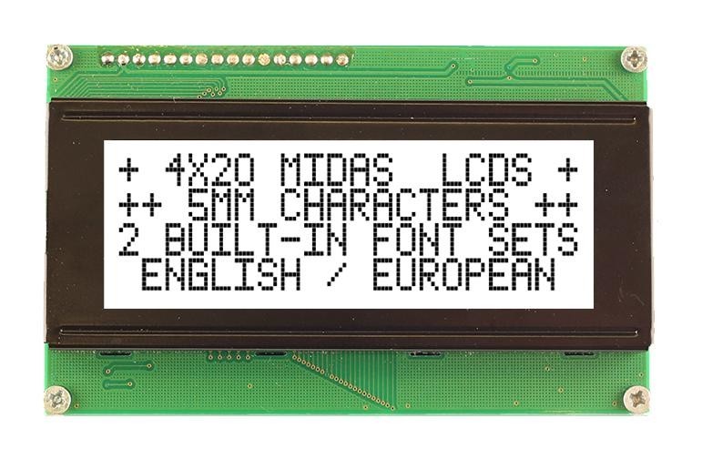 Midas Displays Mc42005A6Wk-Fptlw-V2 Lcd Module, Cob, Fstn, 20X4, Parallel