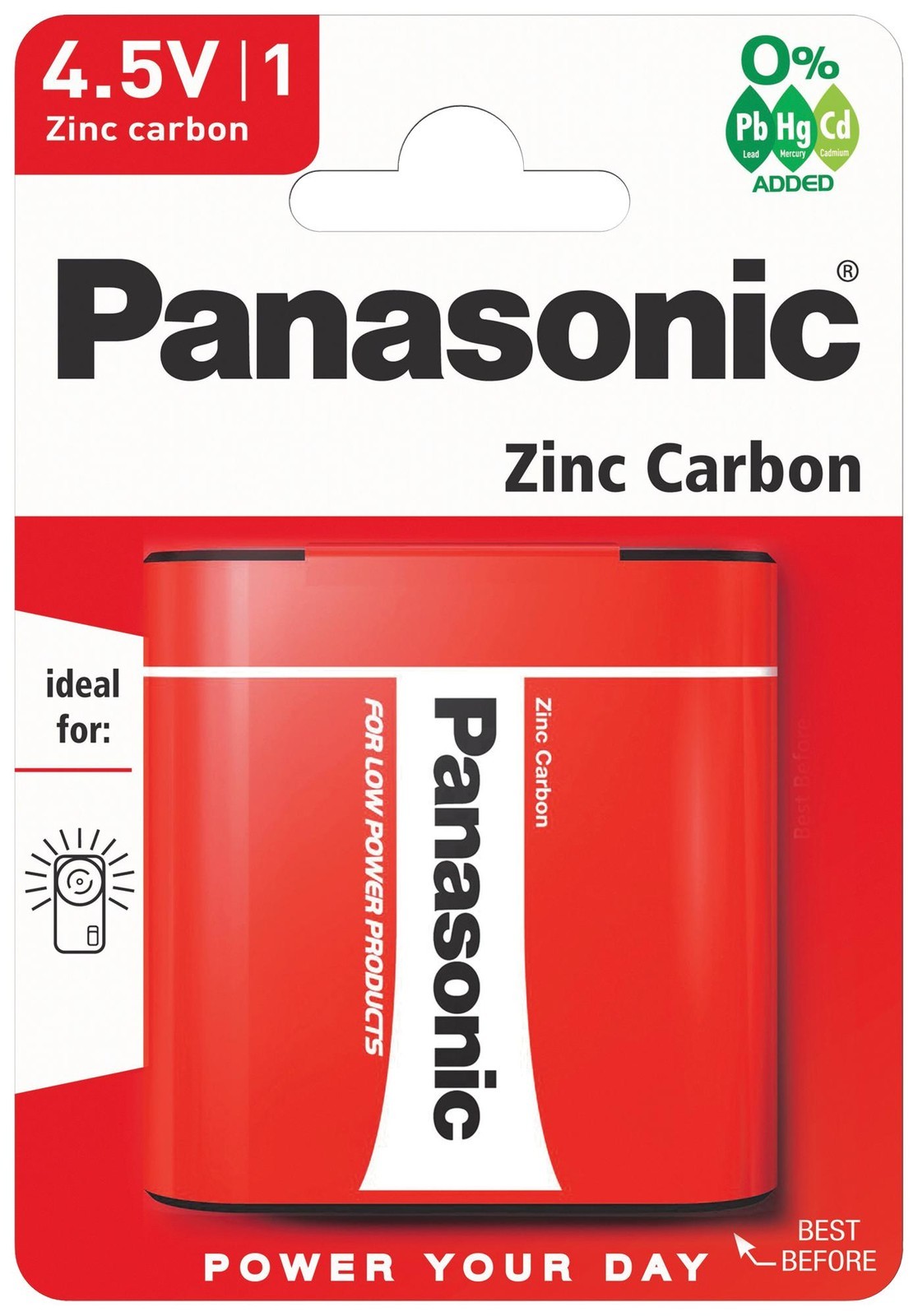 Panasonic 3R12Rz/1Bp Battery, Zinc Chloride, 4.5V