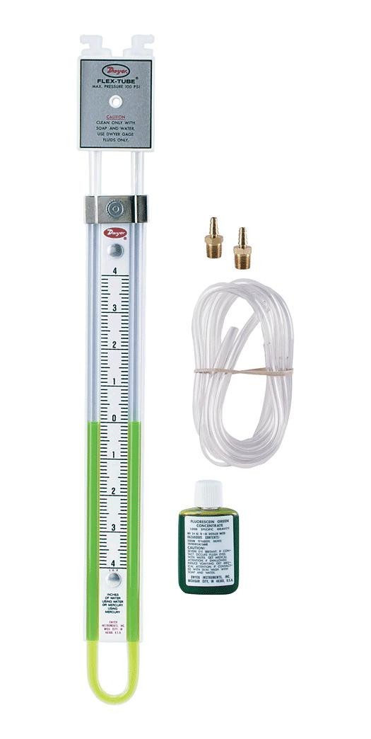 Dwyer 1223-M600-W/m Manometer, U-Tube, 300mm-H2O