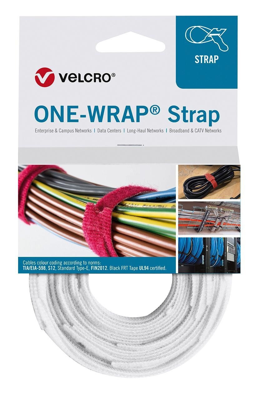 Velcro Vel-Ow64600 Hook & Loop Strap, 20mm X 230mm, White