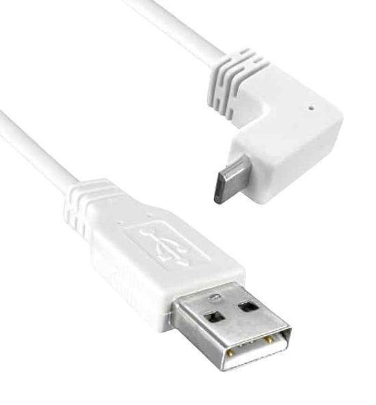 Qualtek Electronics 3021085-06 Usb 2.0 A Male To Usb 2.0 Micro B Male Up Angled, 6Ft Length, 480Mbps, White Color 97Ac8909
