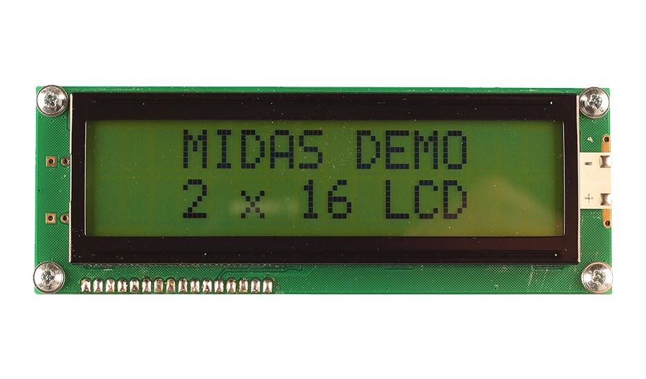 Midas Displays Mc21609Ab6W-Sptly3.3-V2 Lcd Display, Cob, 16 X 2, Stn, 3.3V