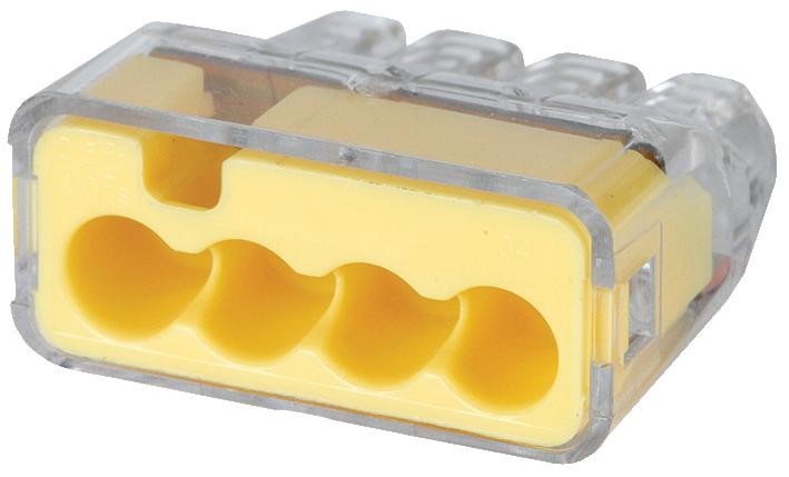 Ideal 30-1034-10 Push In Connectors, 4P, Yellow, 10Pk