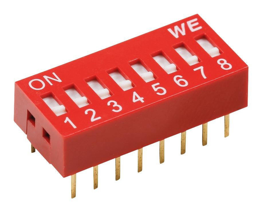 WÃ¼rth Elektronik 418117170906 Dip Switch, 0.025A, 24Vdc, 6 Pos, Tht