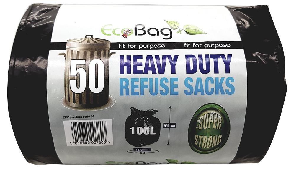 Ecobag 46 50 Heavy Duty Refuse Sacks - 100 Litres