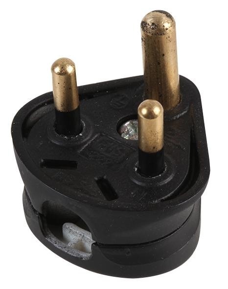 Pro Elec 222 Black Mains Plug, Round Pin, 2A Black