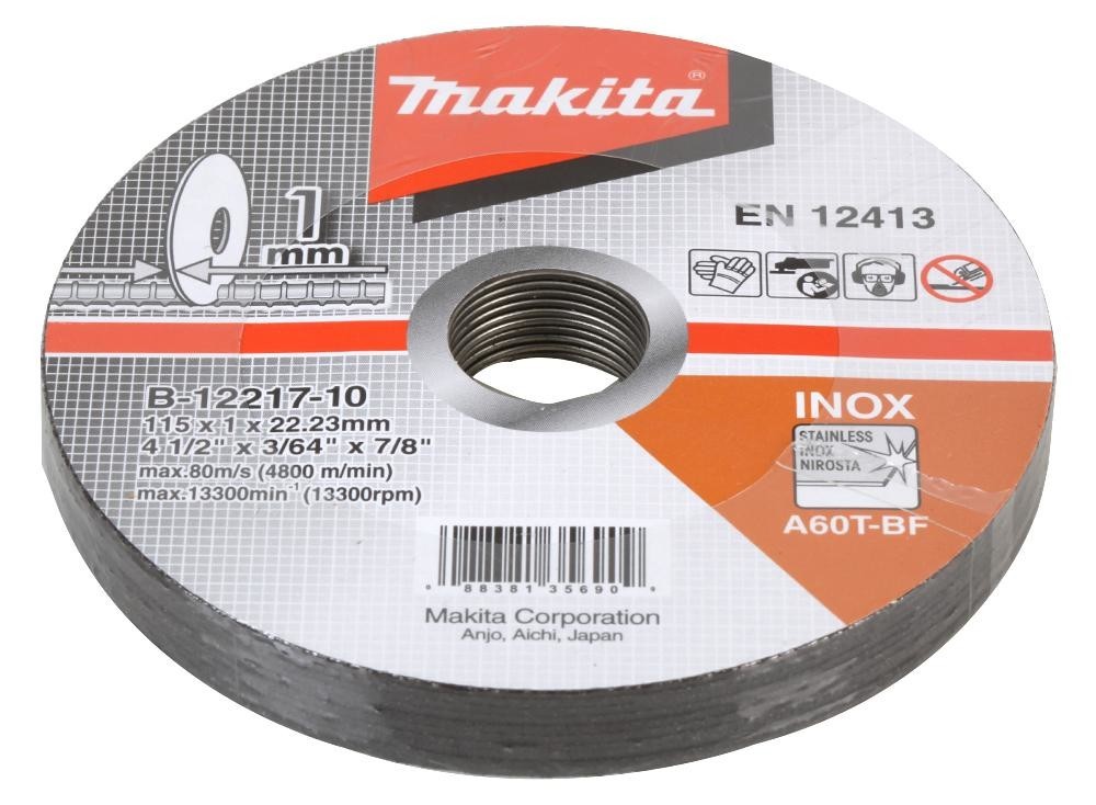 Makita B-12217-10 Metal Cutting Disc 1X115mm (Pk10)