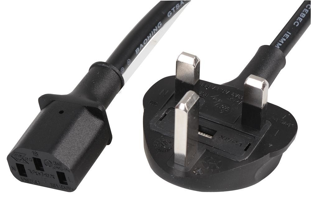 Volex 152610/4 Power Cord, Uk Plug To C13 Connector, 2M