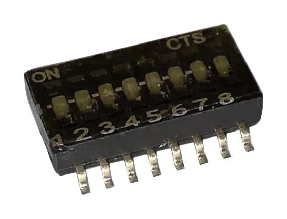Cts 218-8Lpstr Dip Switch, 0.1A, 50Vdc, 8Pos, Smd