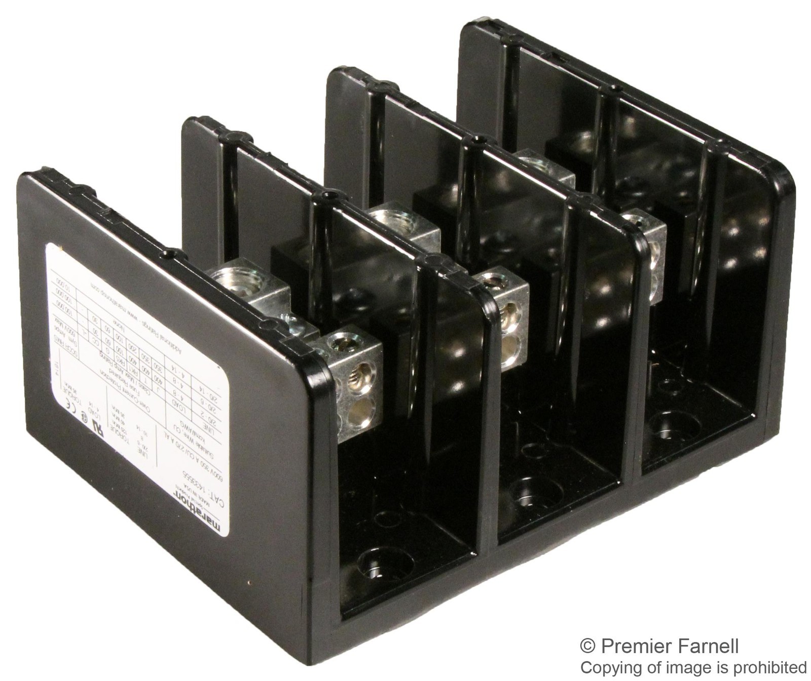 Marathon Special Products 1433555 Terminal Block, Barrier, 3 Position, 14-4Awg