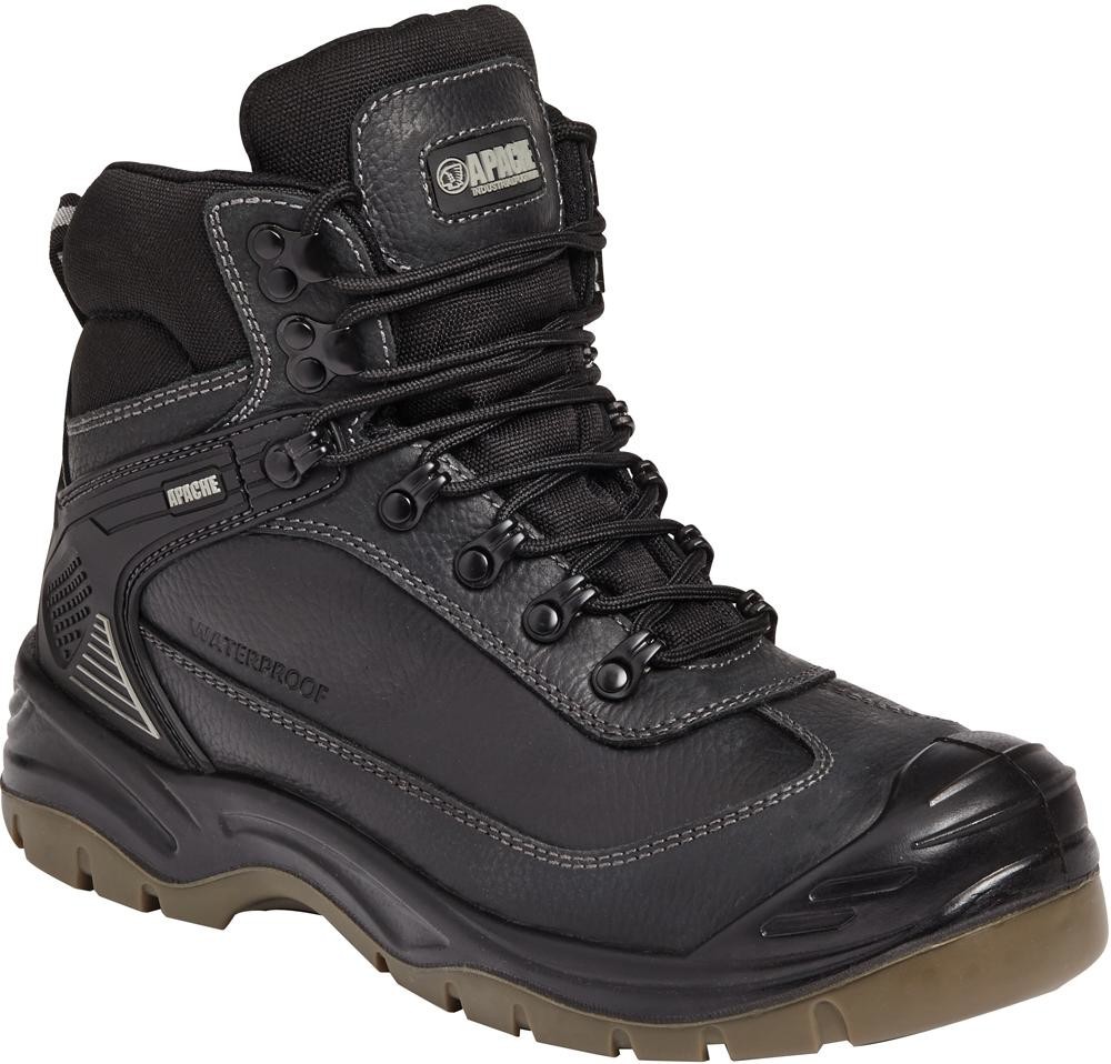 Apache Ranger Black 6 Waterproof Safety Hiker, Size 6