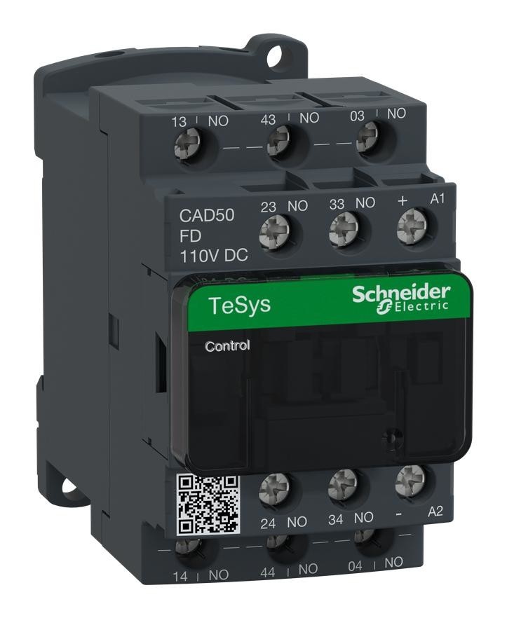 Schneider Electric Cad50Fd Contactor, 5Pst-No, 110V, Din Rail/panel