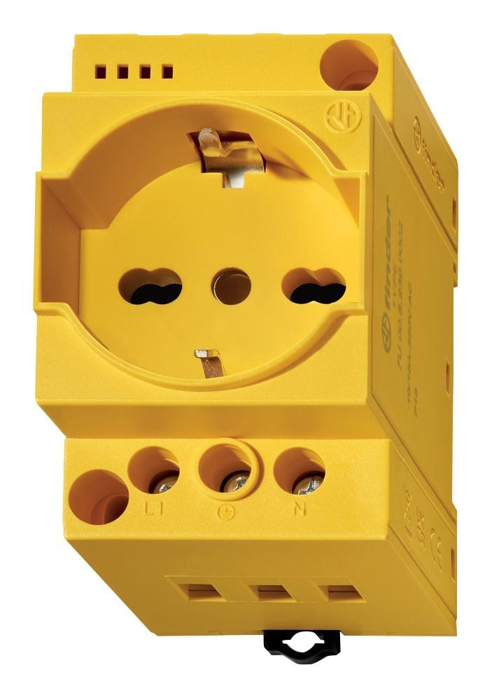 Finder Relays Relays 7U.00.8.230.0012 Pwr Outlet, W/grn Led, 16A, Yel, Panel