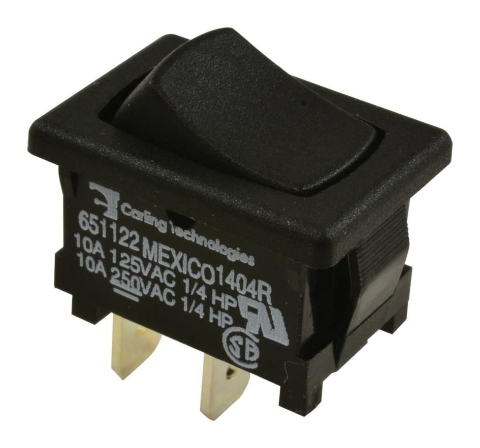 Carling Technologies 651122-Bb-0N Switch, Rocker, Spst, 10A, 250V, Black