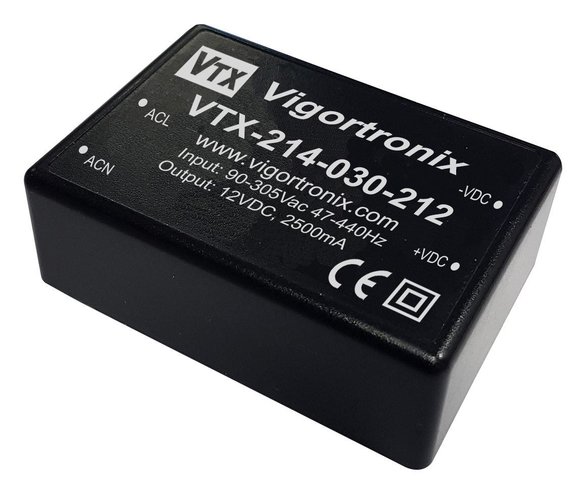 Vigortronix Vtx-214-030-212 Power Supply, Ac-Dc, 12V, 2.5A