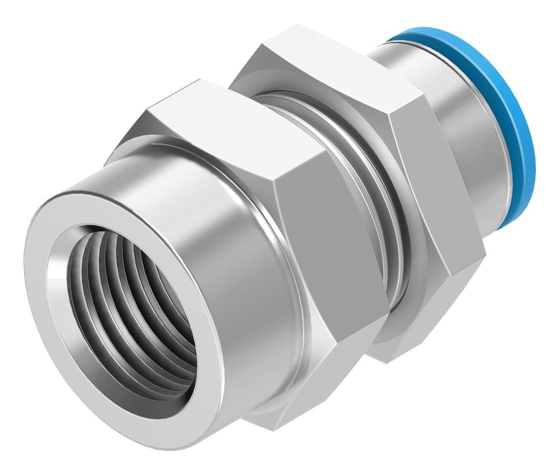 Festo Qssf-1/4-10-B Push-In Bulkhead Fitting, 10mm, G1/4