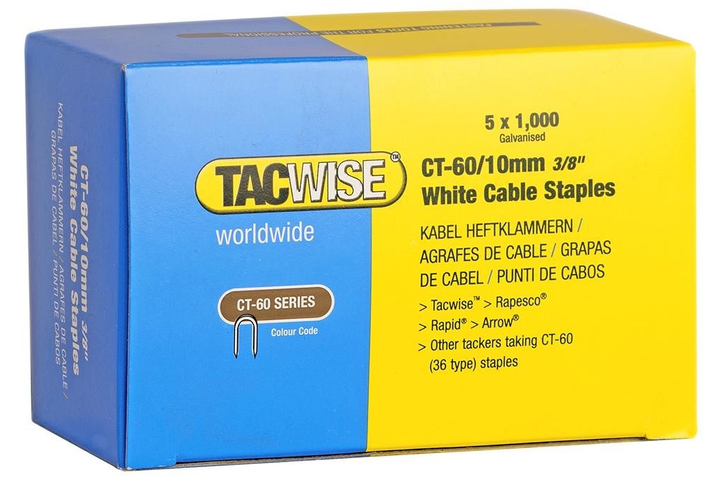 Tacwise Plc 1094 Ct60 Cable Galvanised Staples White 10mm