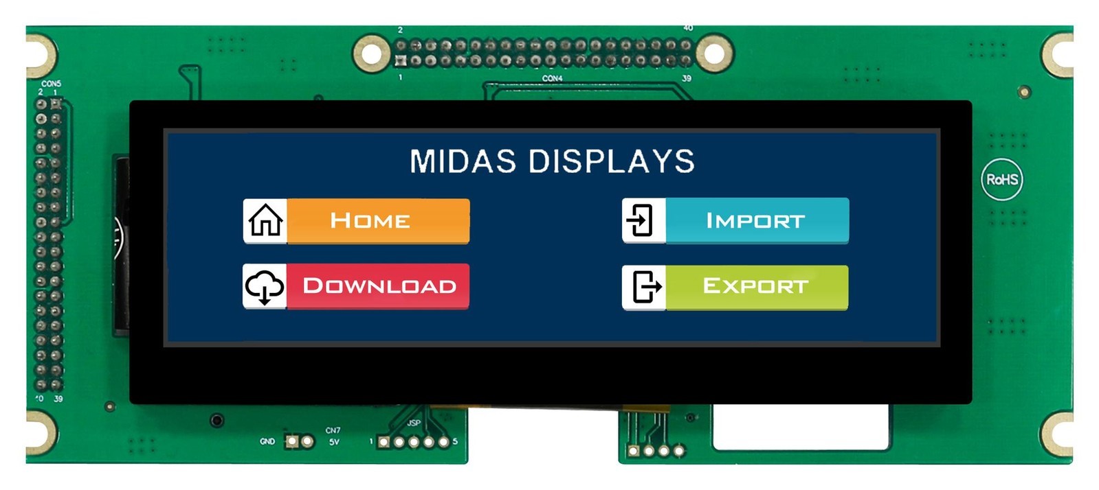 Midas Displays Mdt0520Cohc-Hdmi Lcd Tft Display, Rgb, Hdmi, 480X128Pixel