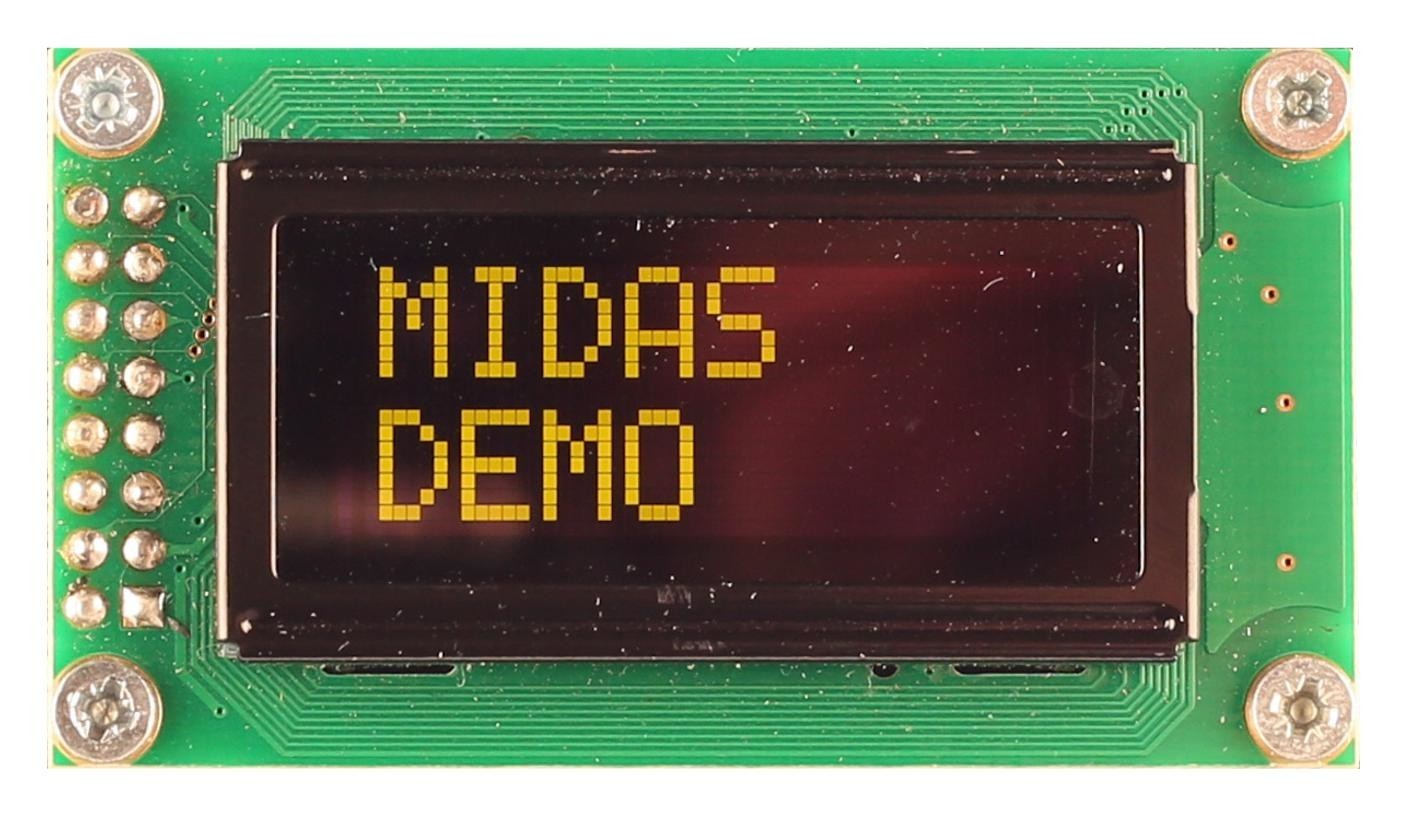 Midas Displays Mcob20805Av-Eys Oled Module, Cob, 8X2, Spi, 5V