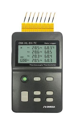 Omega Om-Hl-Eh-Tc-K-Cal Data Logger, Temp/thermocouple, 8-Ch